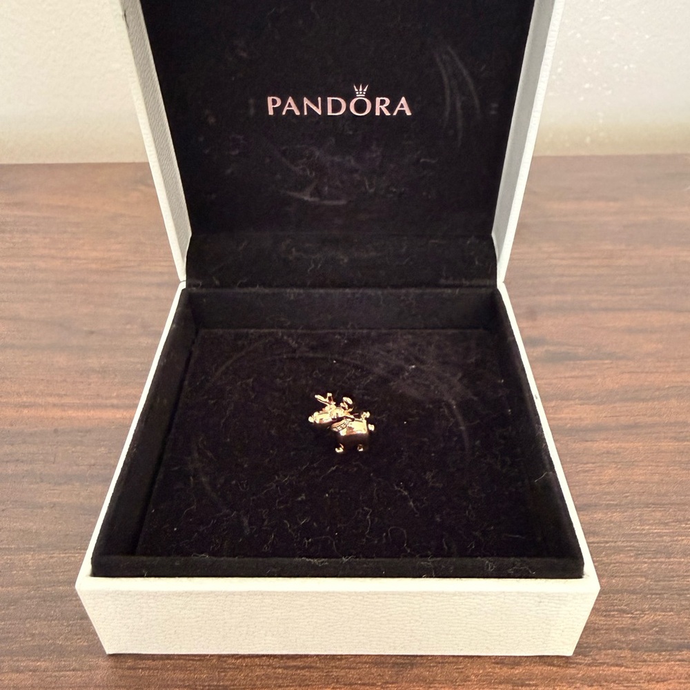 GENUINE Pandora Rose Gold Reindeer Charm